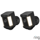 Ring Battery Spotlight Cam Plus Black Outdoor Security Camera 2 Pack