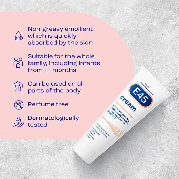 E45 moisturising cream for dry skin 50g - British product