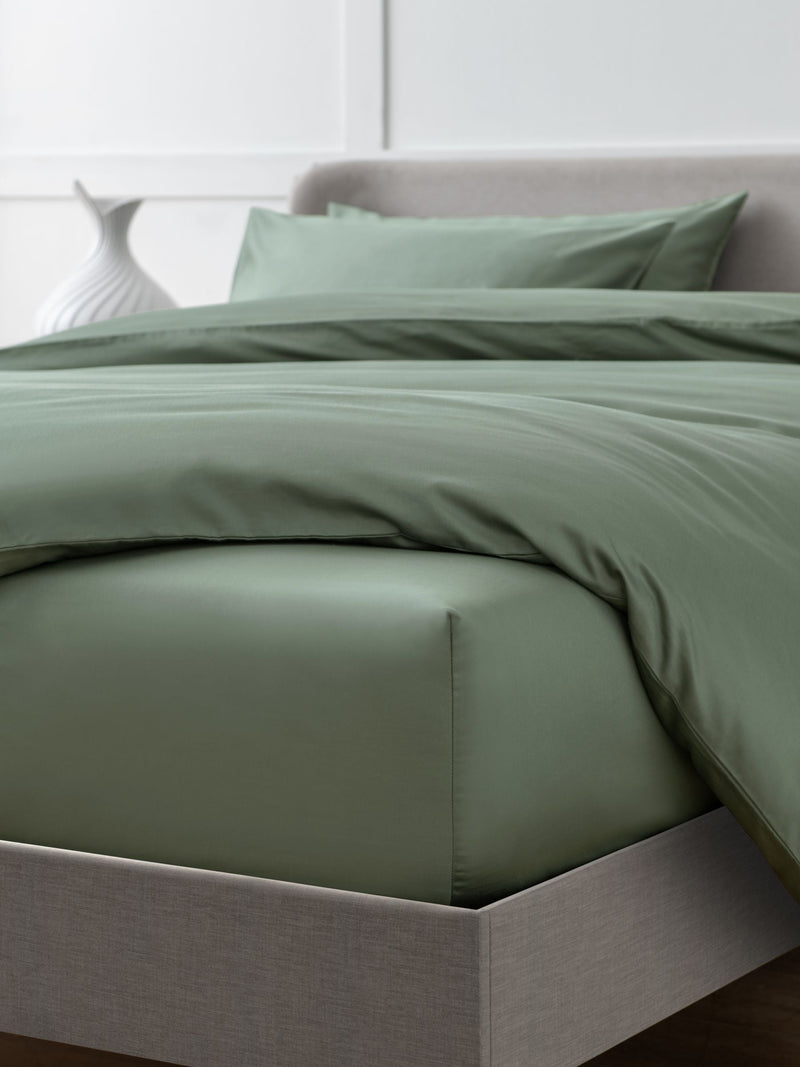 Sage Green Luxe 400 thread count Egyptian cotton fitted sheet (British brand)