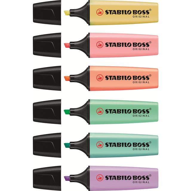 STABILO BOSS ORIGINAL Pastel Highlighter wallet of 4 assorted colours 4 per pack GOODS M&S