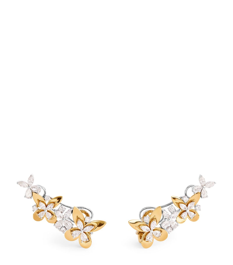 Yeprem Yellow Gold and Diamond Butterfly Earrings