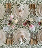 Maison Margaux set of 4 Apple design fabric napkins with green trim 50cm x 50cm, imported from the UK