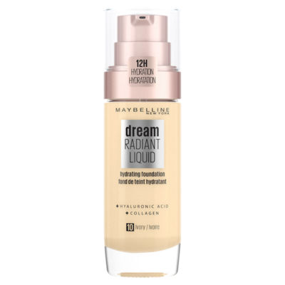 Maybelline Dream Radiant Liquid Foundation 10 Ivory, imported from the UK