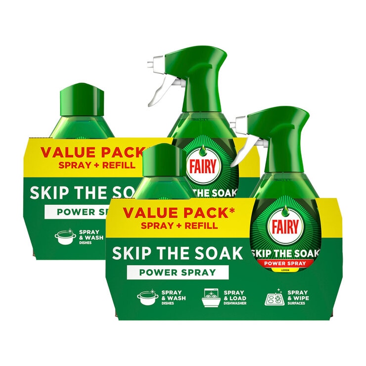 Fairy Skip The Soak Power Spray 2x Spray 2x Refill 2600ml
