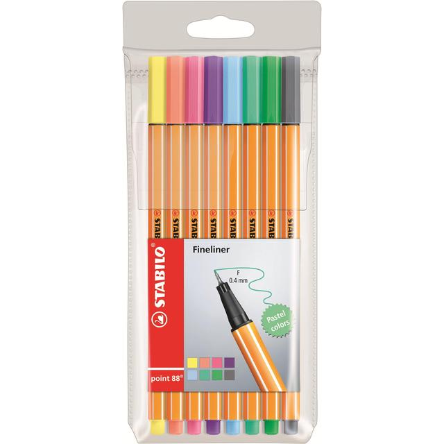 STABILO Point 88 Pastel Fineliner wallet of 8 assorted colours 8 per pack GOODS M&S