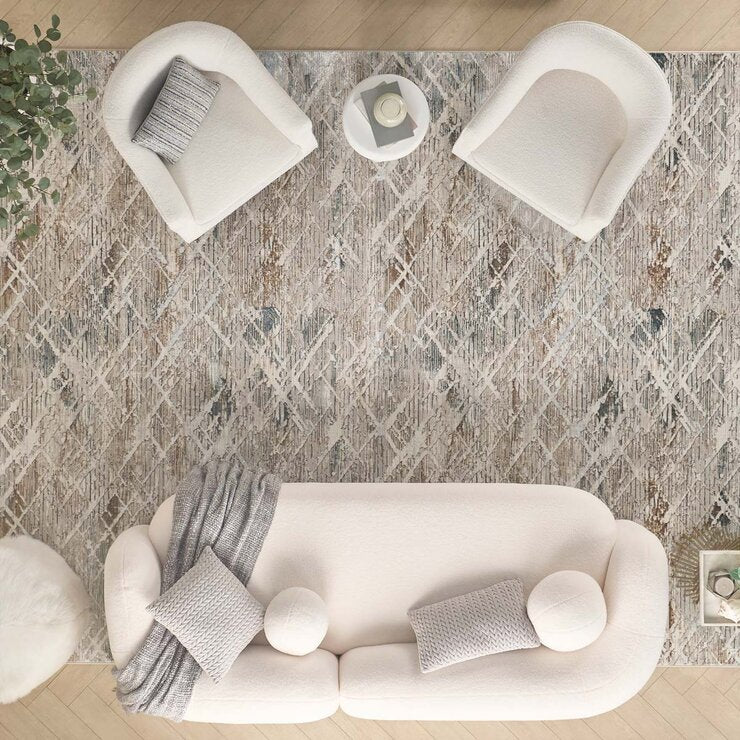 Nourison Glitz Grey Abstract Rug, UK version