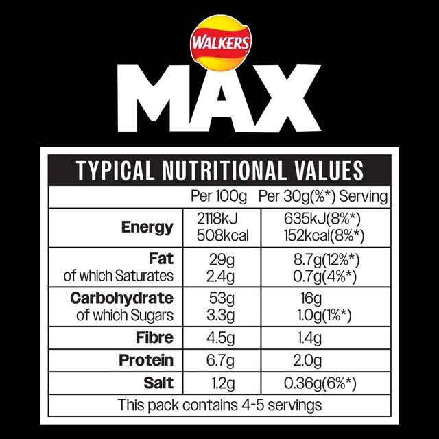 Walkers Max Punchy Paprika Sharing Bag Crisps 140g GOODS M&S