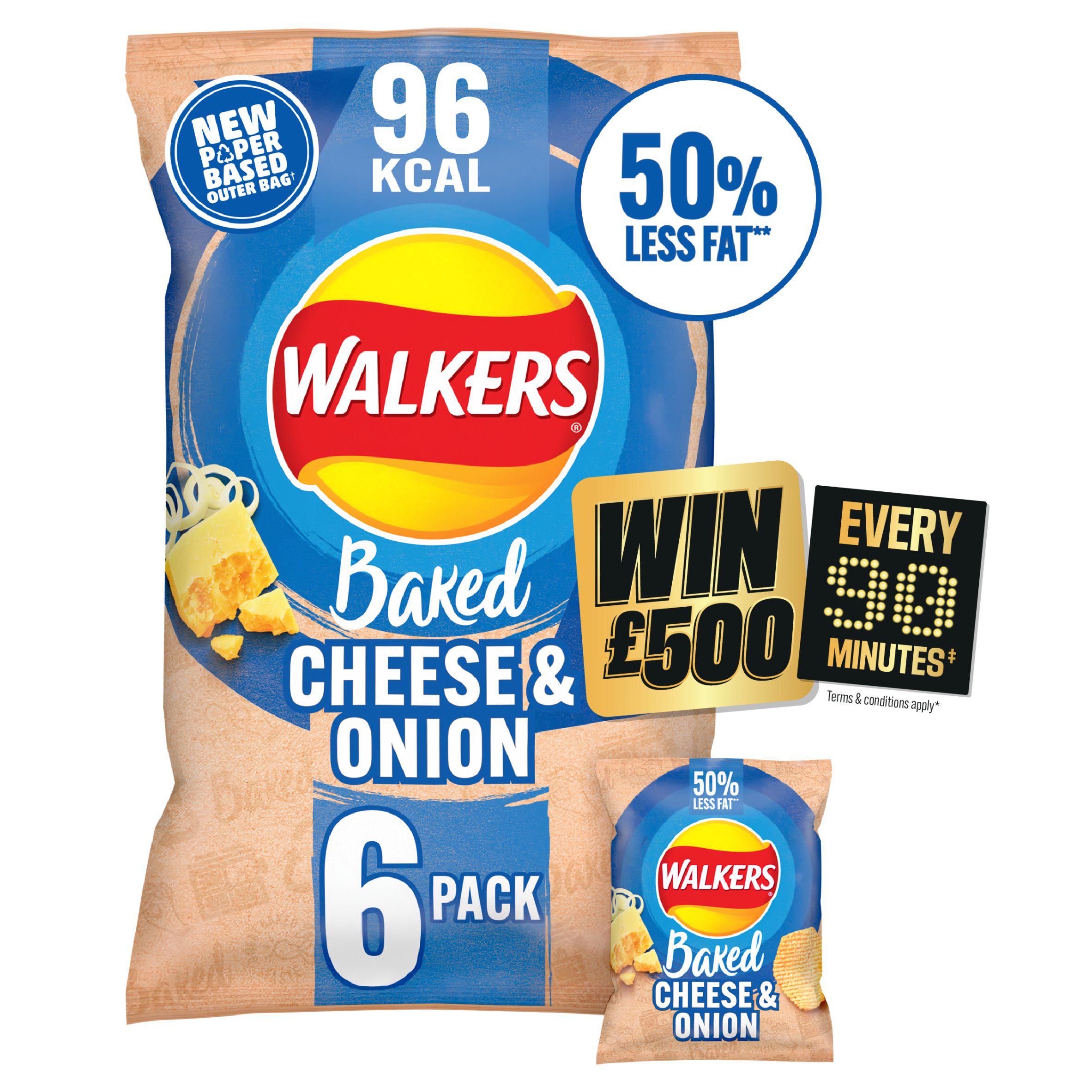 Walkers Baked Cheese & Onion Multipack Crisps Snacks 6x22g GOODS Sainsburys