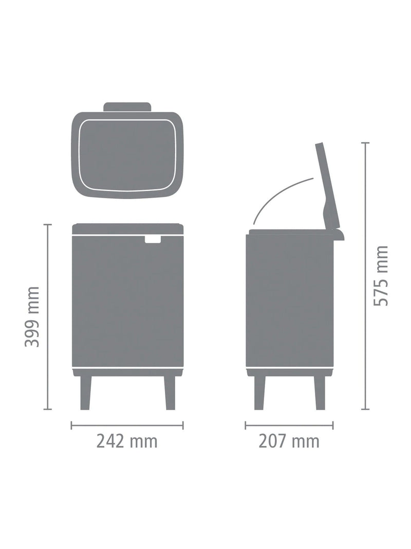 Brabantia Black Bo Hi waste bin 7L - British product