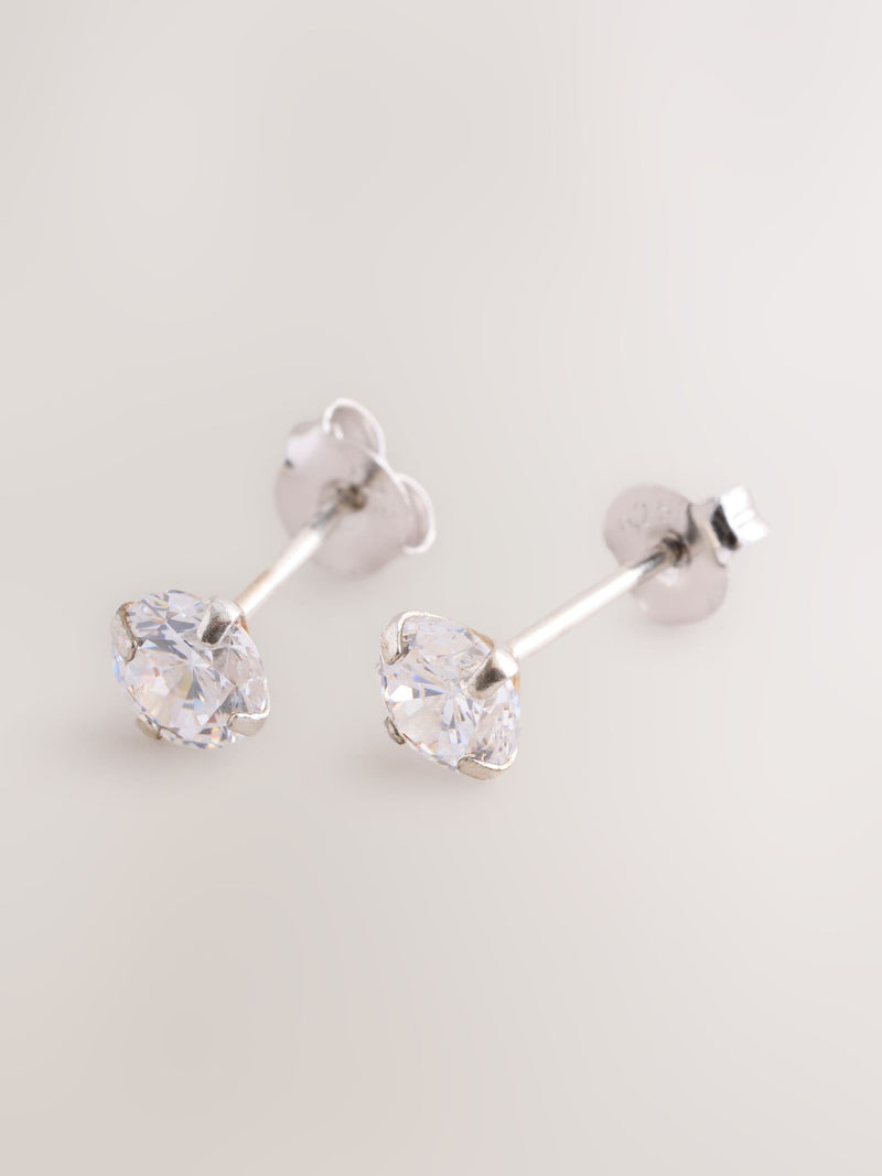 Sterling Silver Cubic Zirconia Stud Earrings