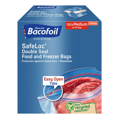 Bacofoil Safeloc Food and Freezer Medium Bags 152 Pack