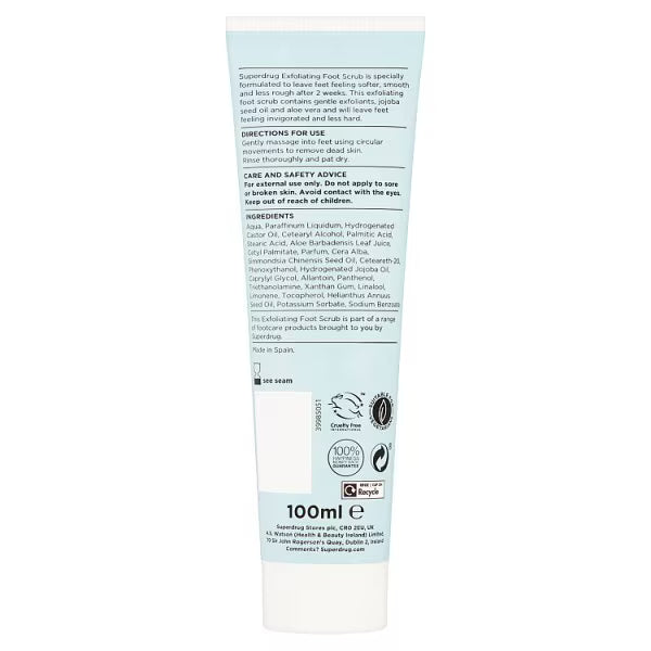 Superdrug Jojoba Seed Oil Aloe Vera Foot Scrub 100ml (British brand)