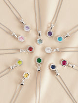 Sterling Silver Hexagon Birthstone Necklace Birthstone Jewellery