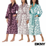 DKNY Shawl Collar Long Plush Robe Women's Loungewear