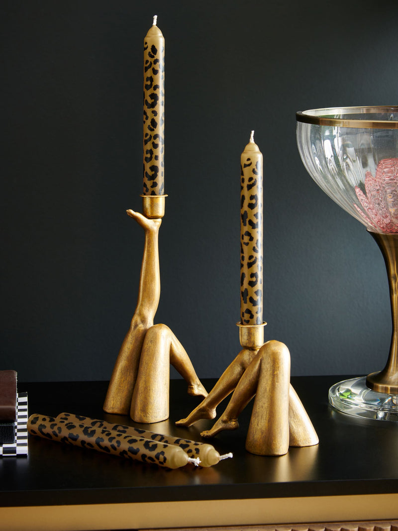 Rockett St George Set of 4 Leopard Print Dinner Candles