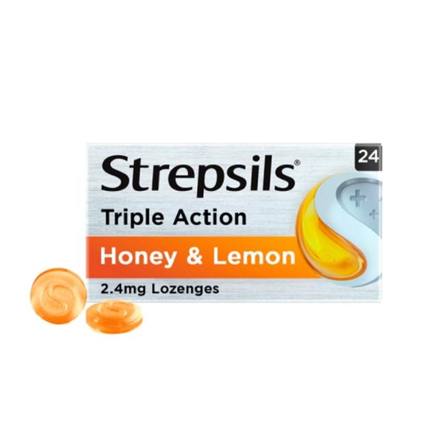 Strepsils Triple Action Honey & Lemon Throat Lozenges 24 per pack GOODS M&S