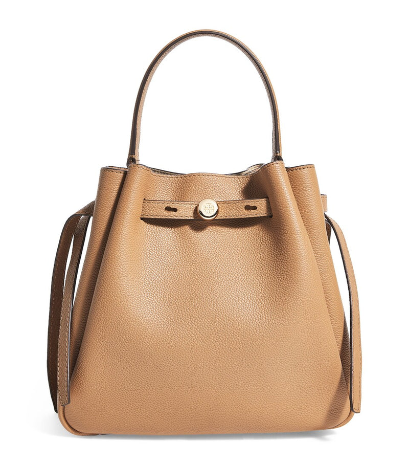 Scratch-Resistant Grained Leather Backpack with Buckle Fastening