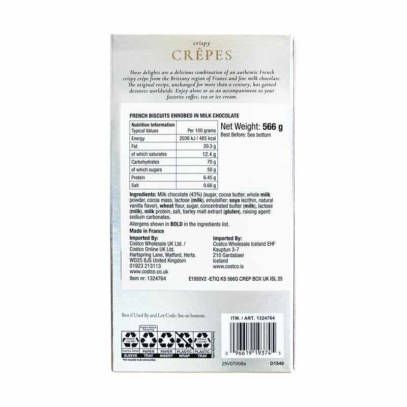 Kirkland Signature milk chocolate crêpes 2 colours 566g, UK version