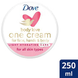 Dove One Cream Face Hands Body Light Hydration Multi-Purpose Moisturiser 250ml
