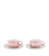 GINORI 1735 Colonna Diva Rosa Porcelain Teacup and Saucer Set