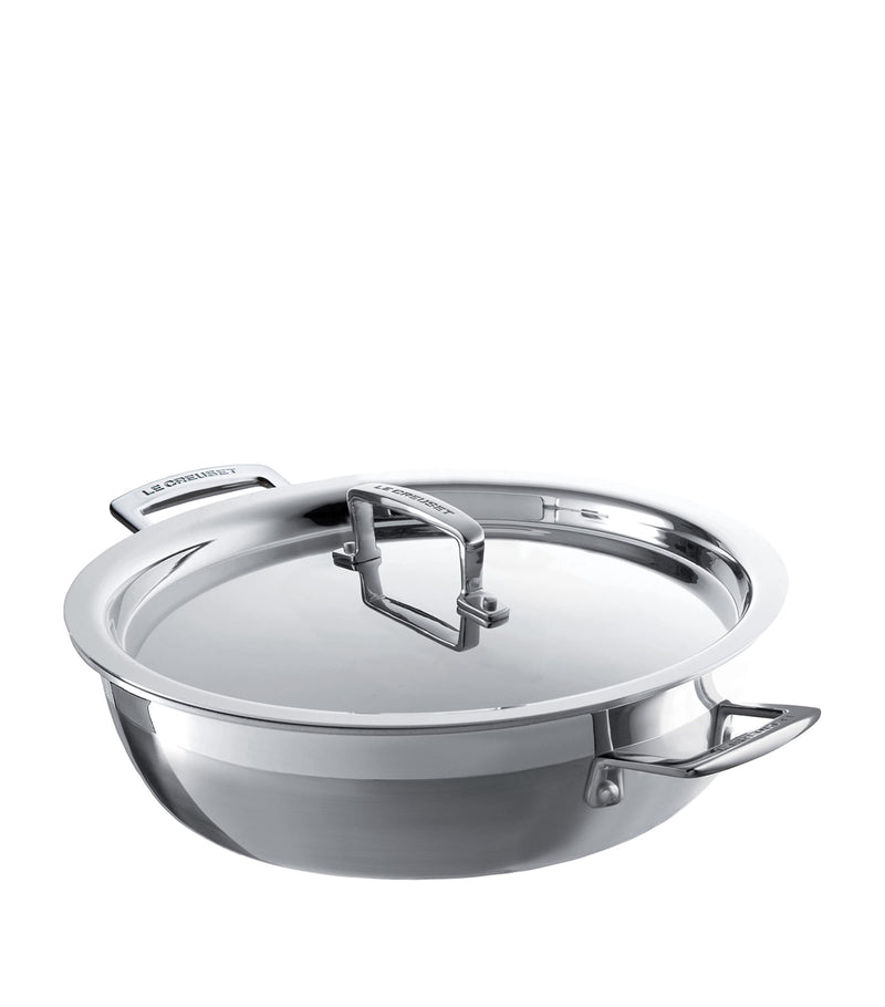 Le Creuset 3-ply stainless steel shallow casserole dish 24cm, UK version
