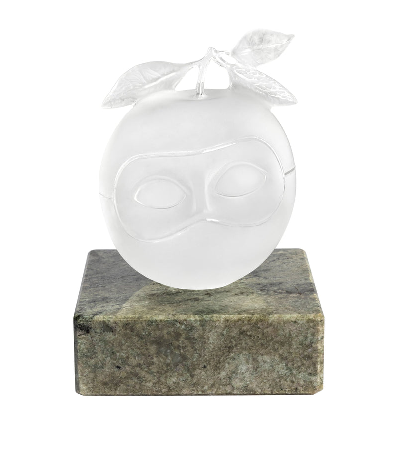 Lalique x René Magritte Right Masked Apple Sculpture
