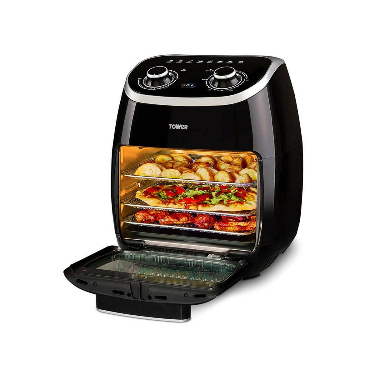 Tower Xpress 2000W 11 Litre 5-in-1 Manual Air Fryer Oven with Rotisserie Black GOODS Boots