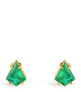 ZLEE Yellow Gold and Emerald Kite Stud Earrings