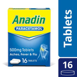 Anadin Paracetamol Pain Relief for Headaches Cold & Flu Tablets 16 16 per pack - McGrocer