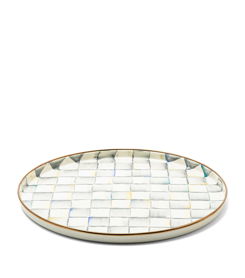 MacKenzie-Childs Sterling Check round tray 37cm, imported from the UK
