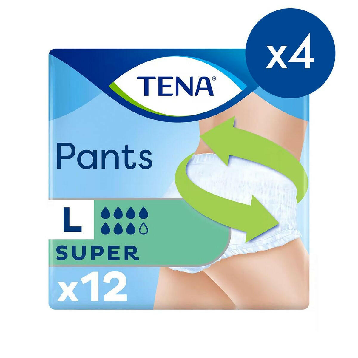 TENA Super Unisex Incontinence Pants - Large - 4 packs of 12 bundle GOODS Boots