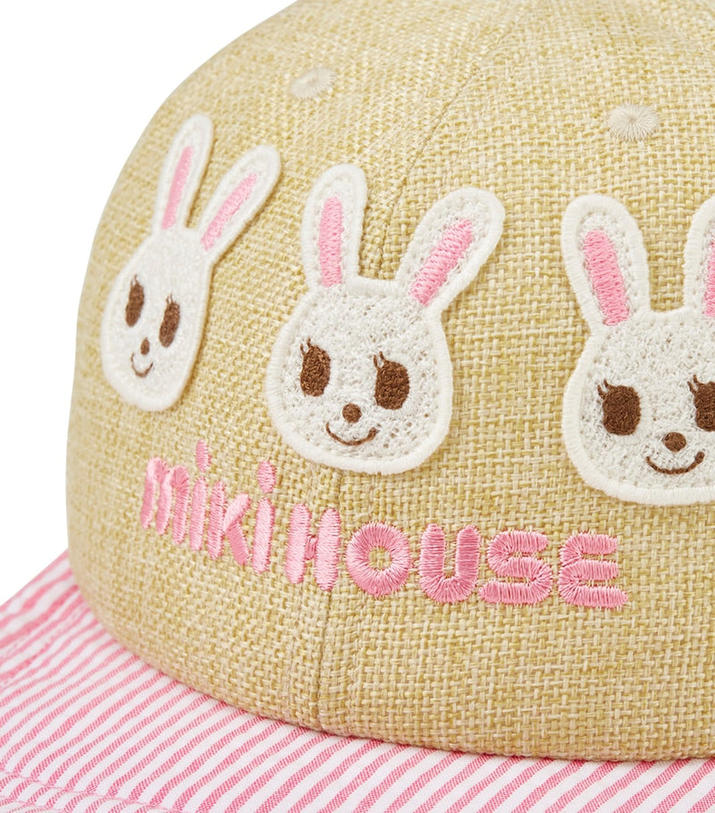 Miki House cotton cap with adjustable strap and appliqués, imported from the UK