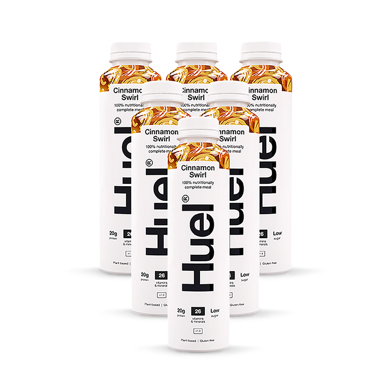 Huel meal replacement cinnamon swirl 500ml 6 pack, UK version.