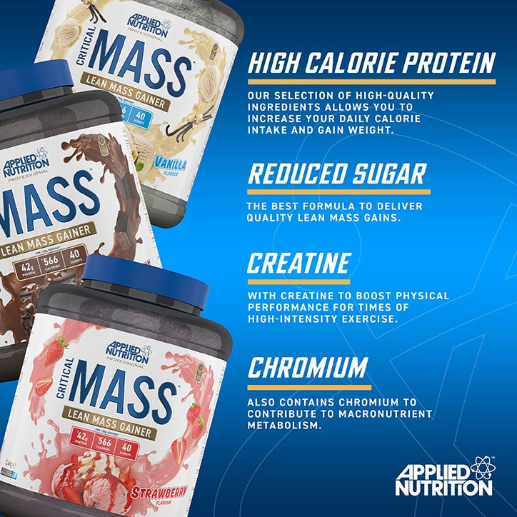 Applied Nutrition Critical Mass Professional Lean Mass Gainer Strawberry 2.4kg (16 Servings) - 999283