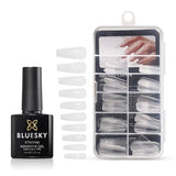 Bluesky Soft Gel Nail Extension Tips - Coffin 100 Piece Kit with Strong Adhesive