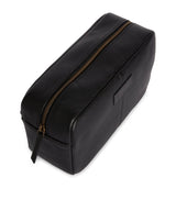 Leather Travel Wash Bag with Grab Handle and Exterior Pocket, 14x25x9cm