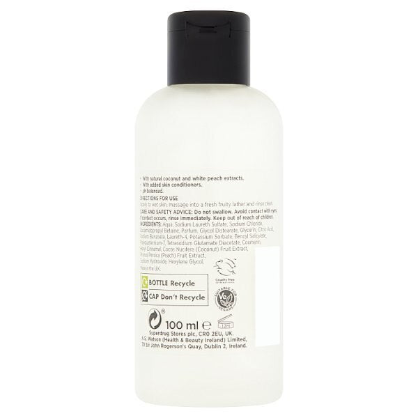 Superdrug Natural Coconut and White Peach Shower Gel 100ML GOODS Superdrug