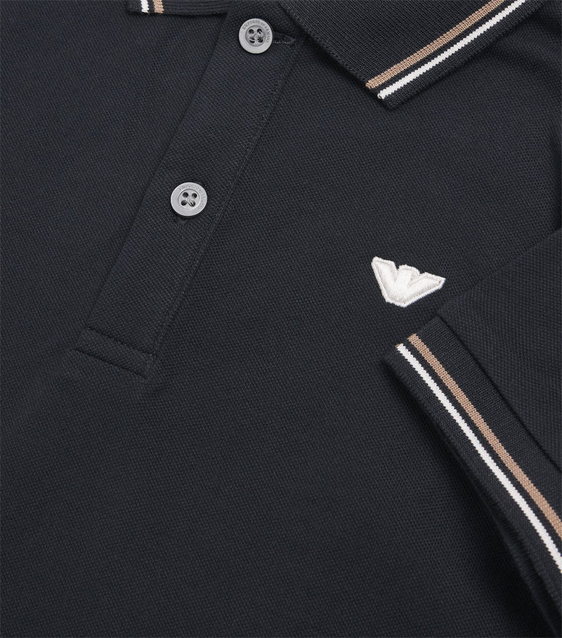 Emporio Armani kids stretch-cotton polo shirt with two-tone collar - British product