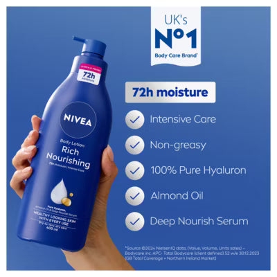 NIVEA Rich Nourishing Body Lotion Dry Skin 400ML, imported from the UK