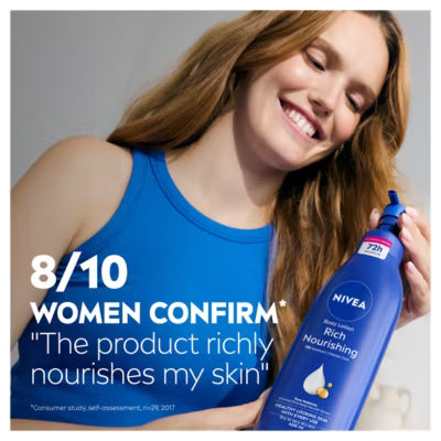 NIVEA Rich Nourishing Body Lotion Dry Skin 400ML, imported from the UK