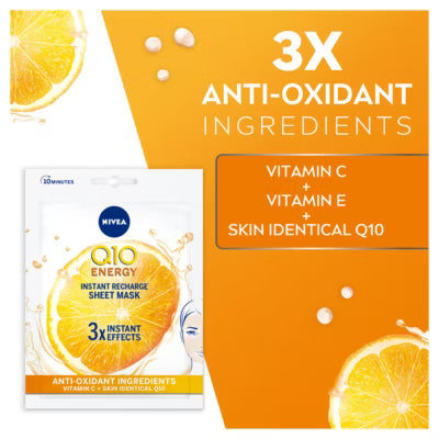 Nivea Q10 Energy Instant Recharge Sheet Mask 1 piece - British product