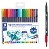 Staedtler Double-ended Watercolour Brush Pens Pack of 18