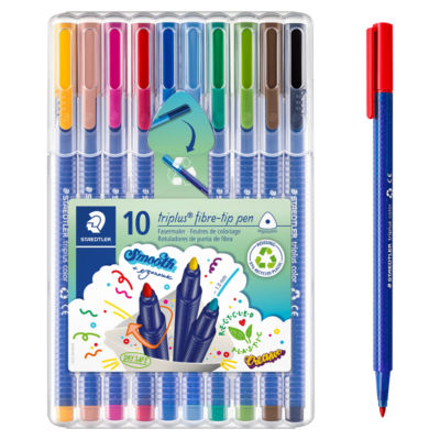 Staedtler triplus Fibre-Tip colouring pens pack of 10 (British brand)