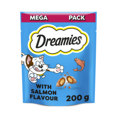 Dreamies cat treat biscuits with salmon flavour 200g - British product