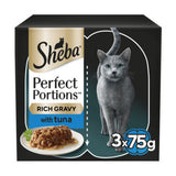 Sheba Perfect Portions Adult Wet Cat Food Tuna Chunks 3 x (2x37.5g) Tray
