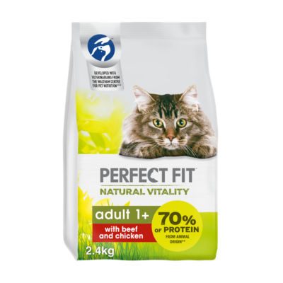 Perfect Fit Natural Vitality Beef & Chicken Adult Dry Cat Food 2.4kg