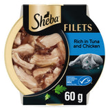 Sheba wet cat food with chicken and tuna in gravy 60g tray (British brand)