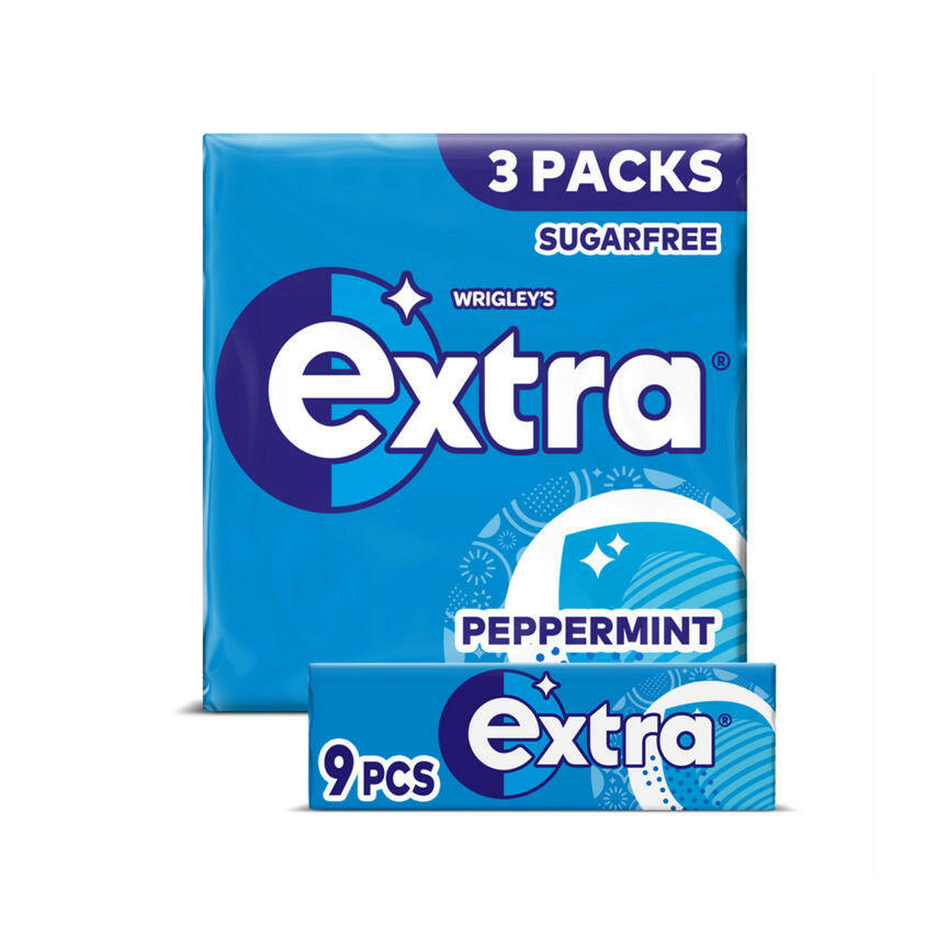 Wrigley's Extra Peppermint Sugar Free Chewing Gum Sugar Free 3 x 9 Pieces GOODS ASDA