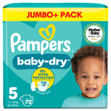 Pampers Baby-Dry Size 5 Baby Nappies 72 Nappies Jumbo+ Pack