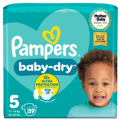 Pampers Baby-Dry Size 5 Nappies 39 Pack 11kg-16kg